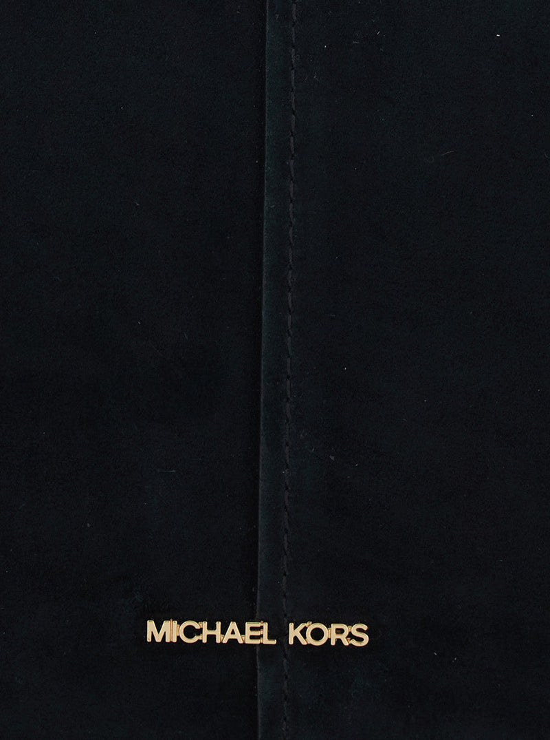 Michael Michael Kors Suede And Leather Shoulder Bag — Black Cow (suede)