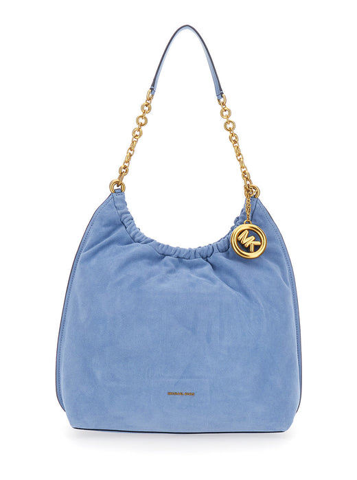 Michael Michael Kors Cinch Drawstring Shoulder Bag — Blue Calf Leather