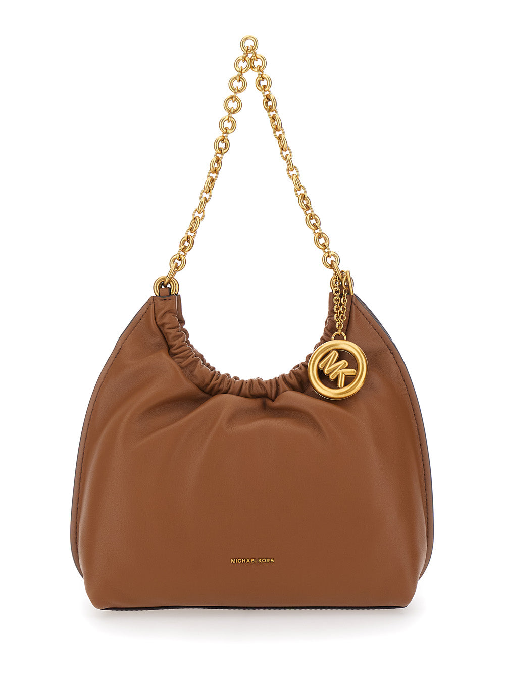 Michael Michael Kors Drawstring Leather Shoulder Bag — Brown Cow