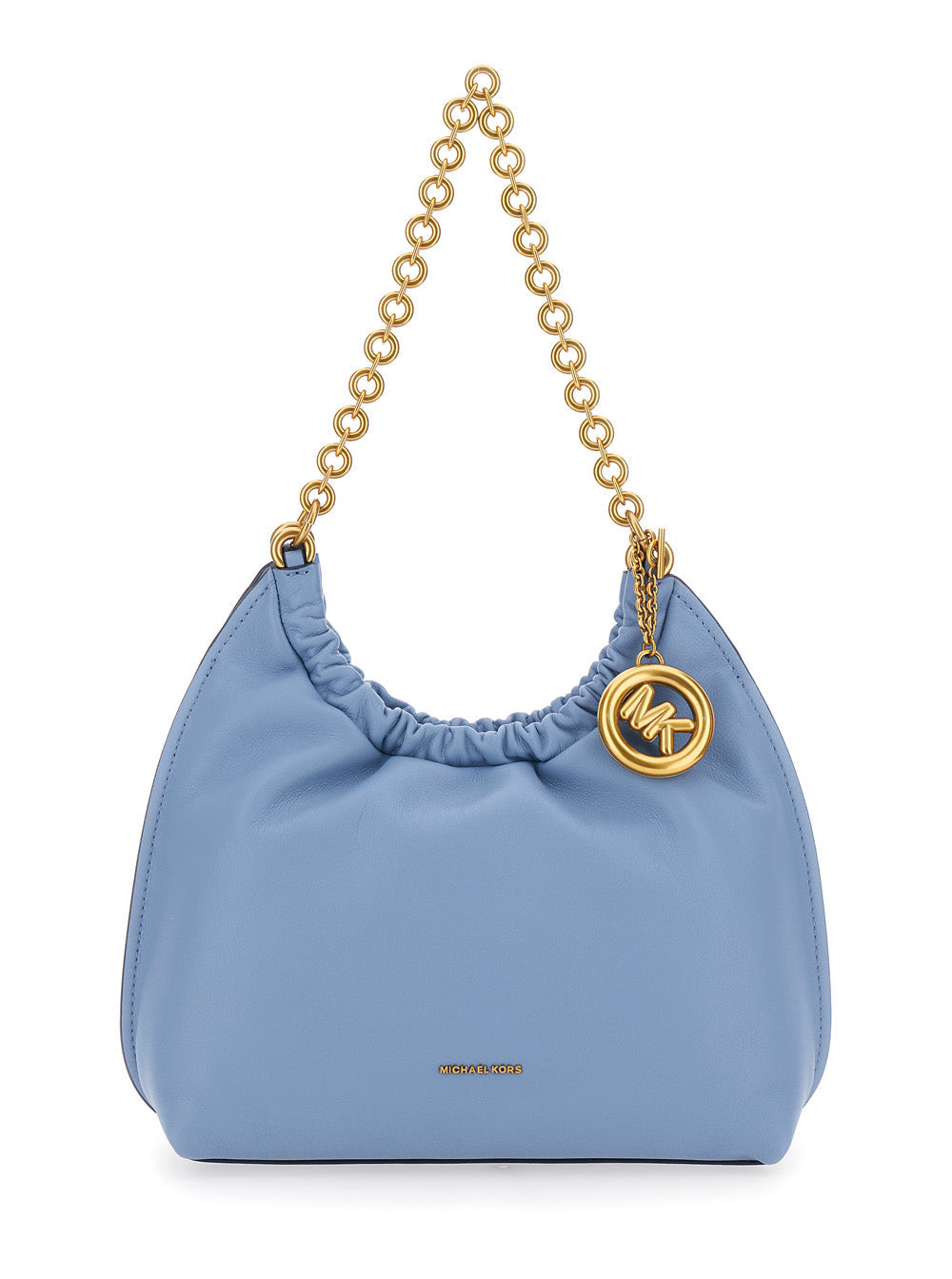 Michael Michael Kors Gathered Leather Shoulder Bag — Blue Cow