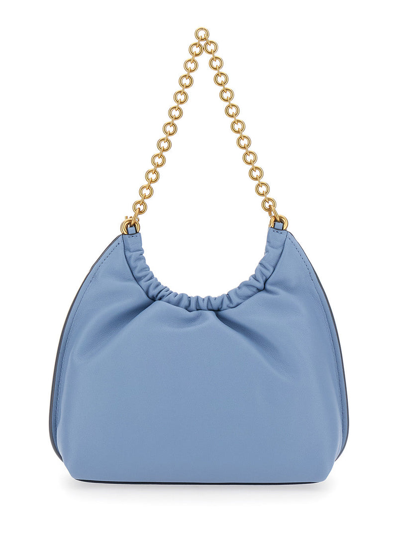 Michael Michael Kors Gathered Leather Shoulder Bag — Blue Cow