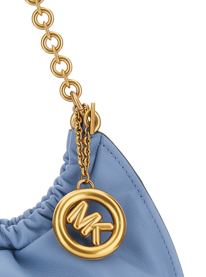 Michael Michael Kors Gathered Leather Shoulder Bag — Blue Cow