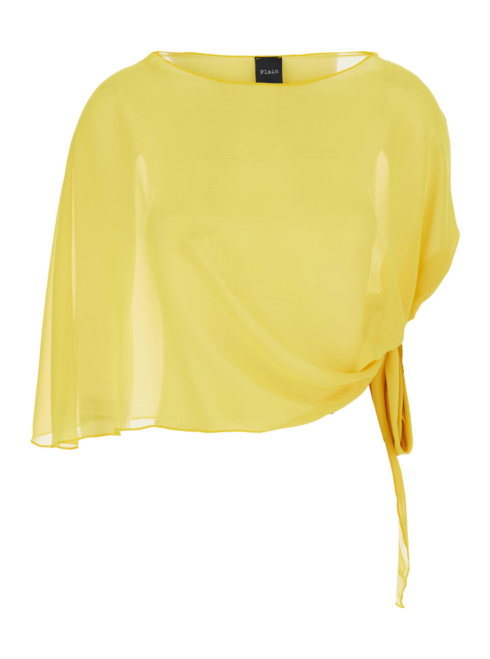 Leplain Side-Knot Technical Weave Stole — Yellow Tech Fabric Scarfs