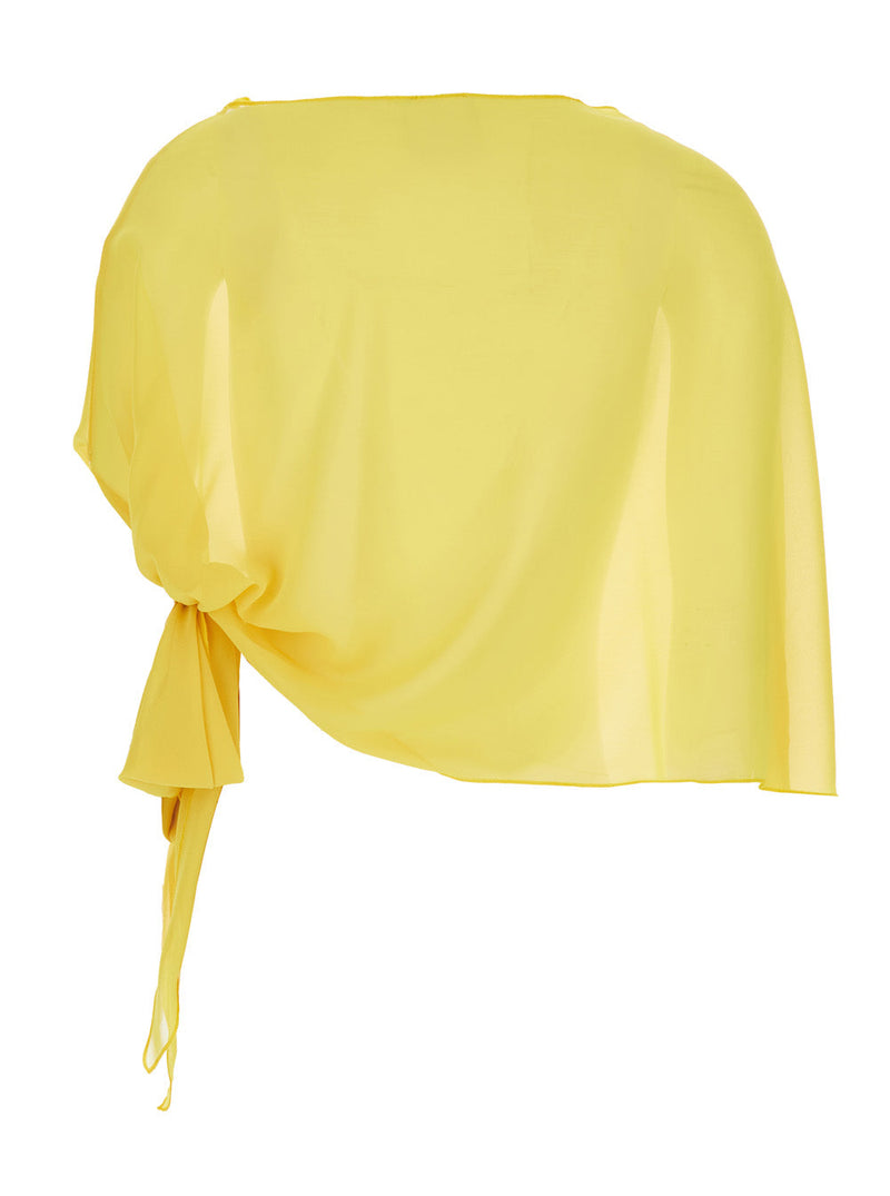 Leplain Side-Knot Technical Weave Stole — Yellow Tech Fabric Scarfs