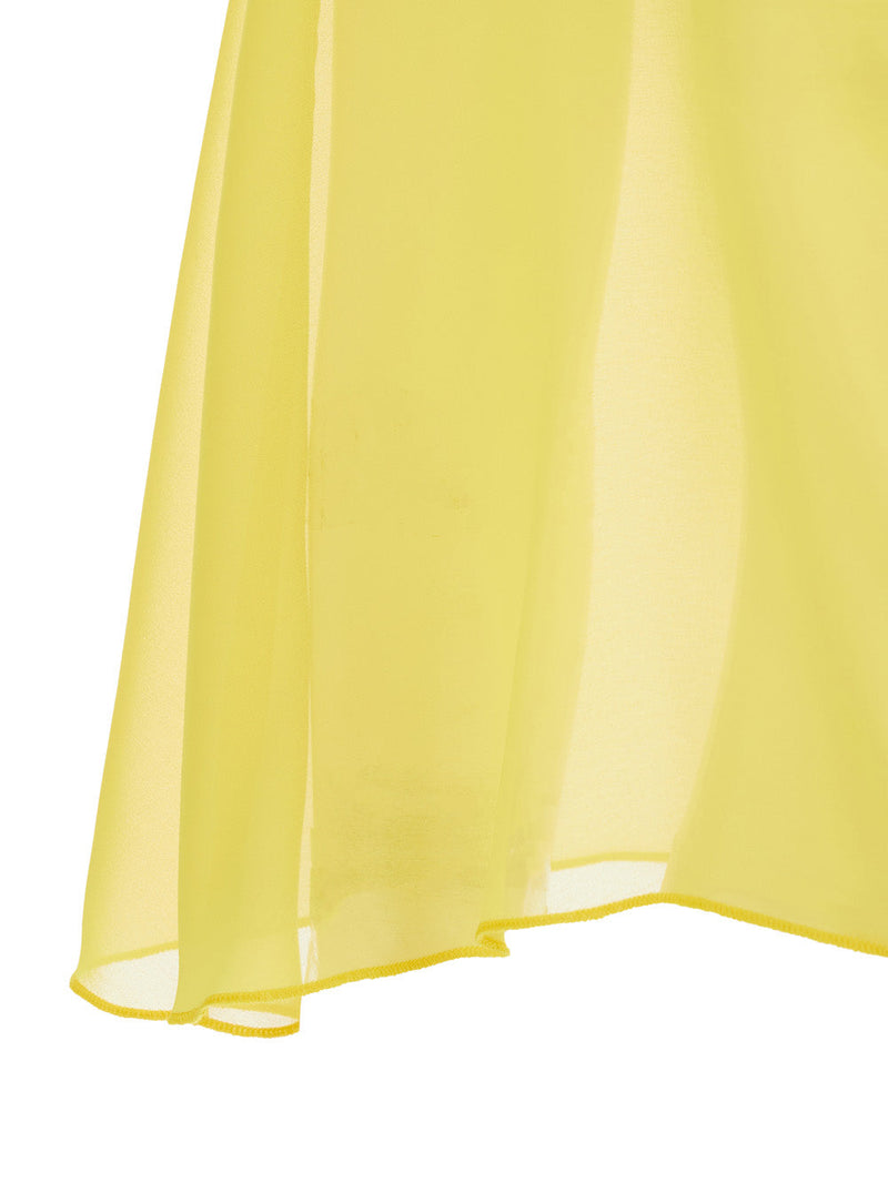 Leplain Side-Knot Technical Weave Stole — Yellow Tech Fabric Scarfs