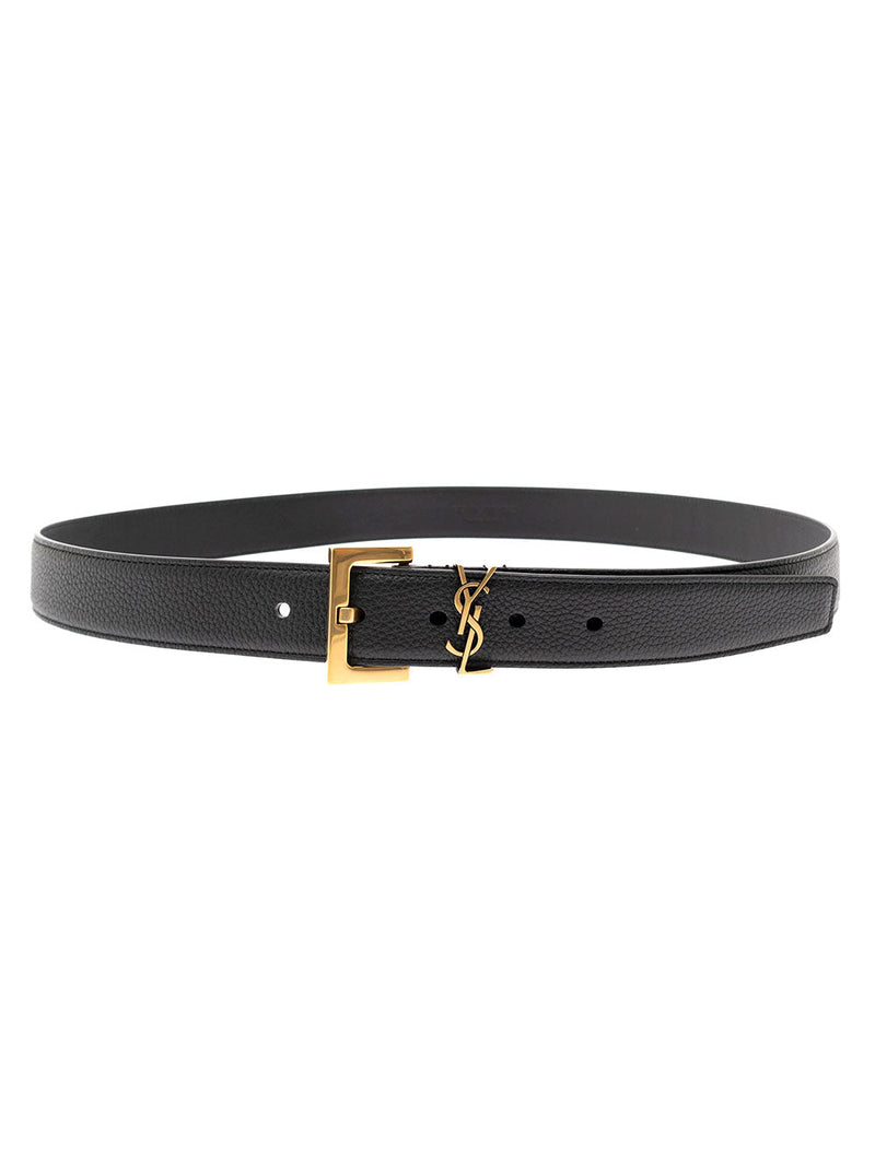 Saint Laurent Calf Leather Belt — Black