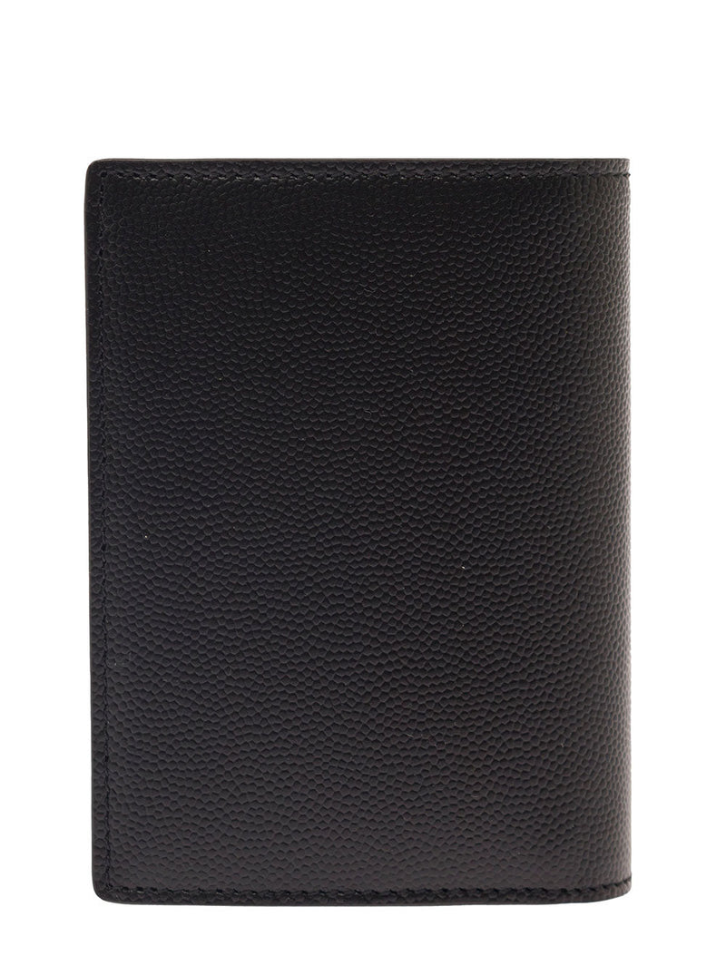 Saint Laurent Grain De Poudre Calfskin Card Case — Black Cases