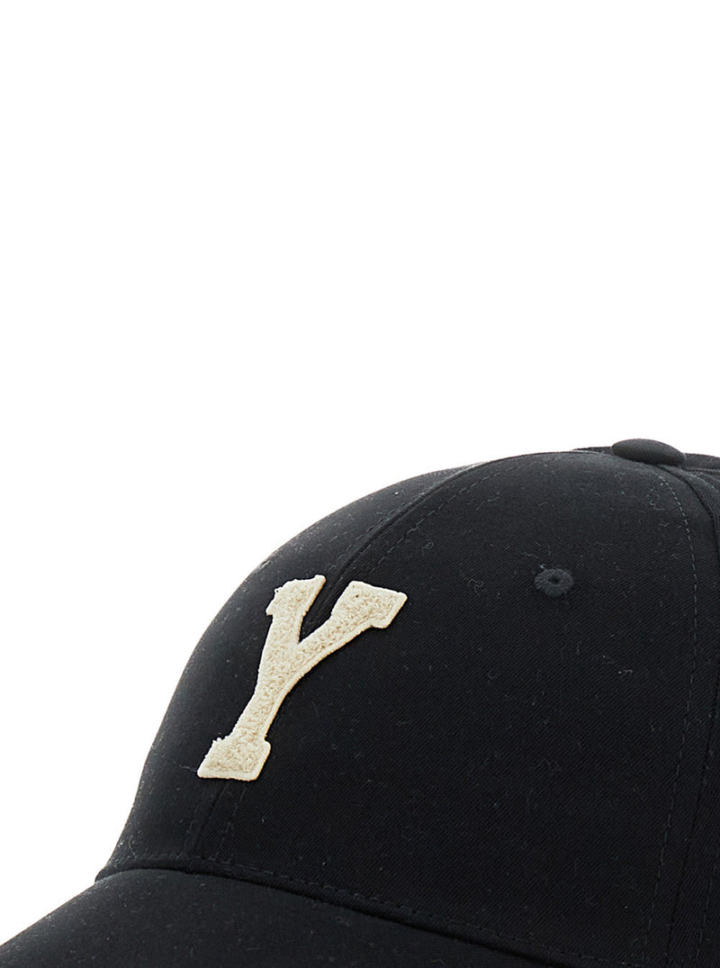 Saint Laurent 816871 Logo-Embroidered Cotton Baseball Cap — Black Caps