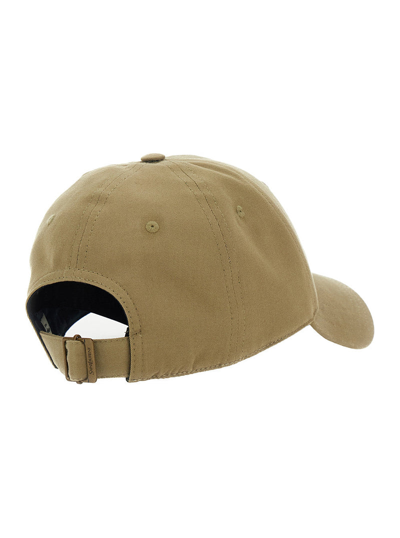 Saint Laurent 816871 Logo-Embroidered Cotton Baseball Cap — Beige Caps