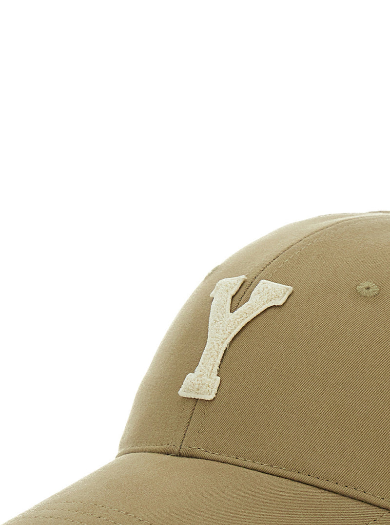 Saint Laurent 816871 Logo-Embroidered Cotton Baseball Cap — Beige Caps