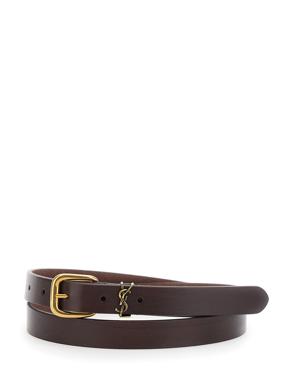 Saint Laurent Cassandre Belt — Brown Calfskin