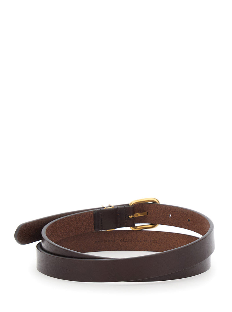 Saint Laurent Cassandre Belt — Brown Calfskin