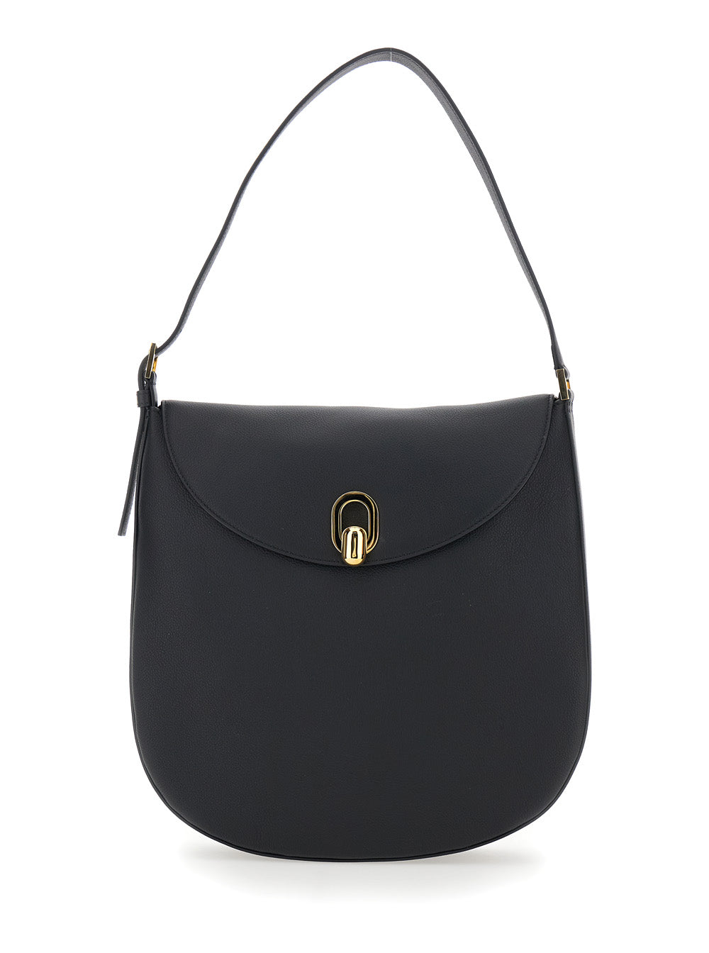 Savette Tondo Shoulder Bag — Black Calf Leather