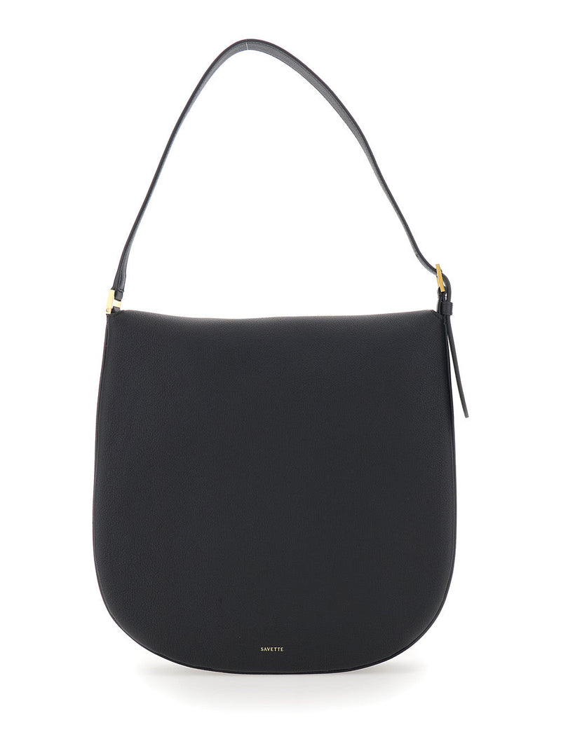 Savette Tondo Shoulder Bag — Black Calf Leather