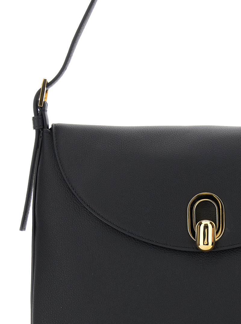 Savette Tondo Shoulder Bag — Black Calf Leather