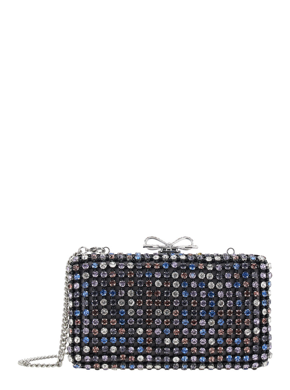Self-Portrait Crystal-Embellished Clutch — Multicolor Polyester