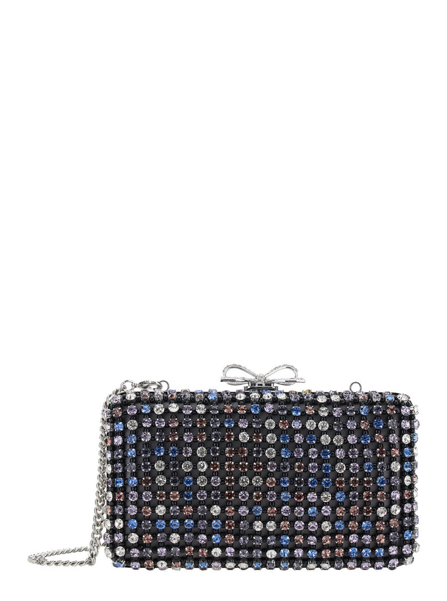 Self-Portrait Crystal-Embellished Clutch — Multicolor Polyester