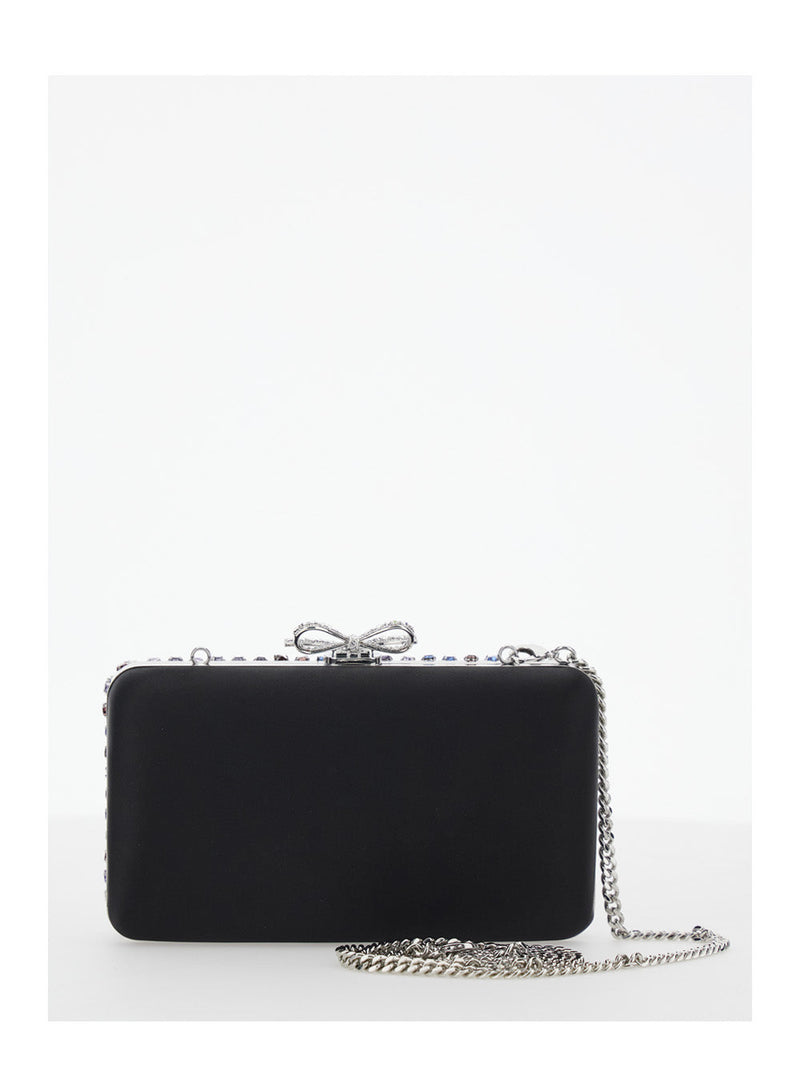 Self-Portrait Crystal-Embellished Clutch — Multicolor Polyester