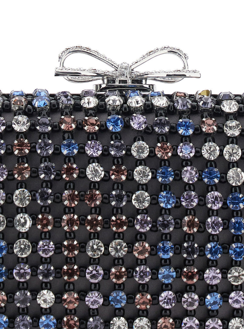 Self-Portrait Crystal-Embellished Clutch — Multicolor Polyester