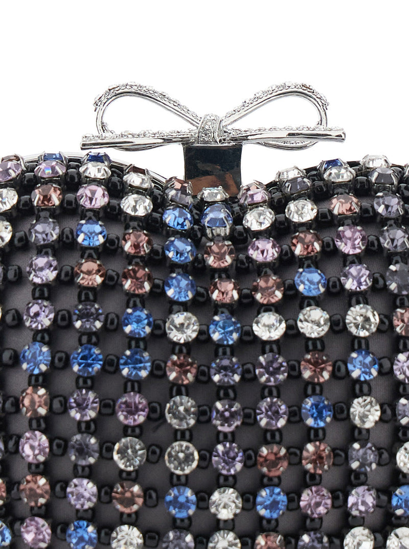 Self-Portrait Crystal-Embellished Heart Clutch — Multicolor Polyester