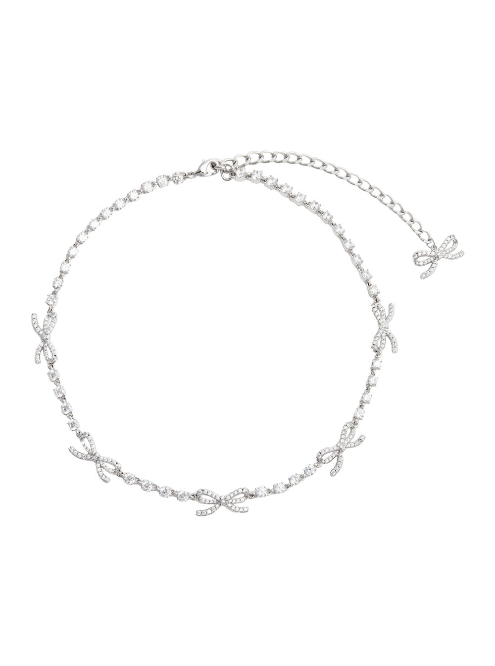 Self-Portrait Bow & Crystal Necklace — Silver Copper Necklaces
