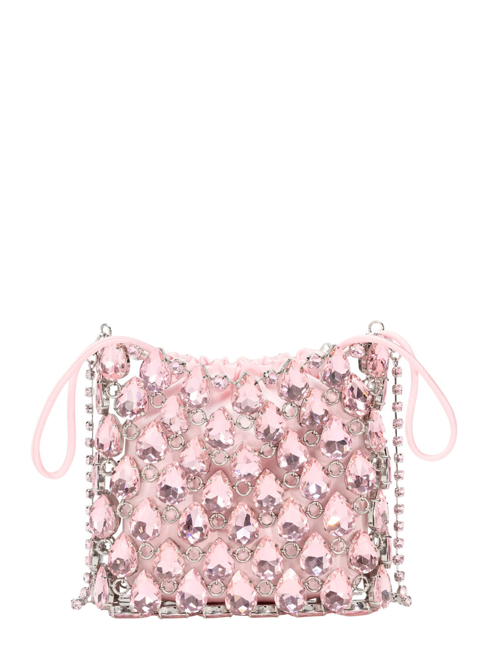 Self-Portrait Crystal Chainmail Mini Bag — Pink Tech Fabric