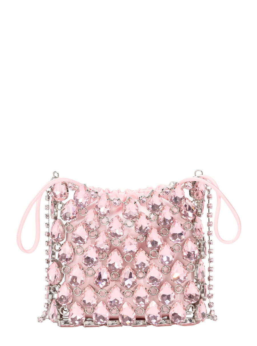 Self-Portrait Crystal Chainmail Mini Bag — Pink Tech Fabric