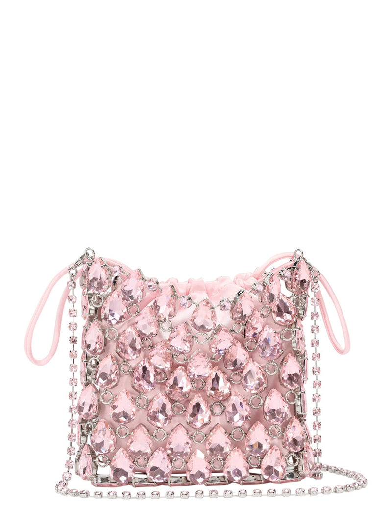 Self-Portrait Crystal Chainmail Mini Bag — Pink Tech Fabric