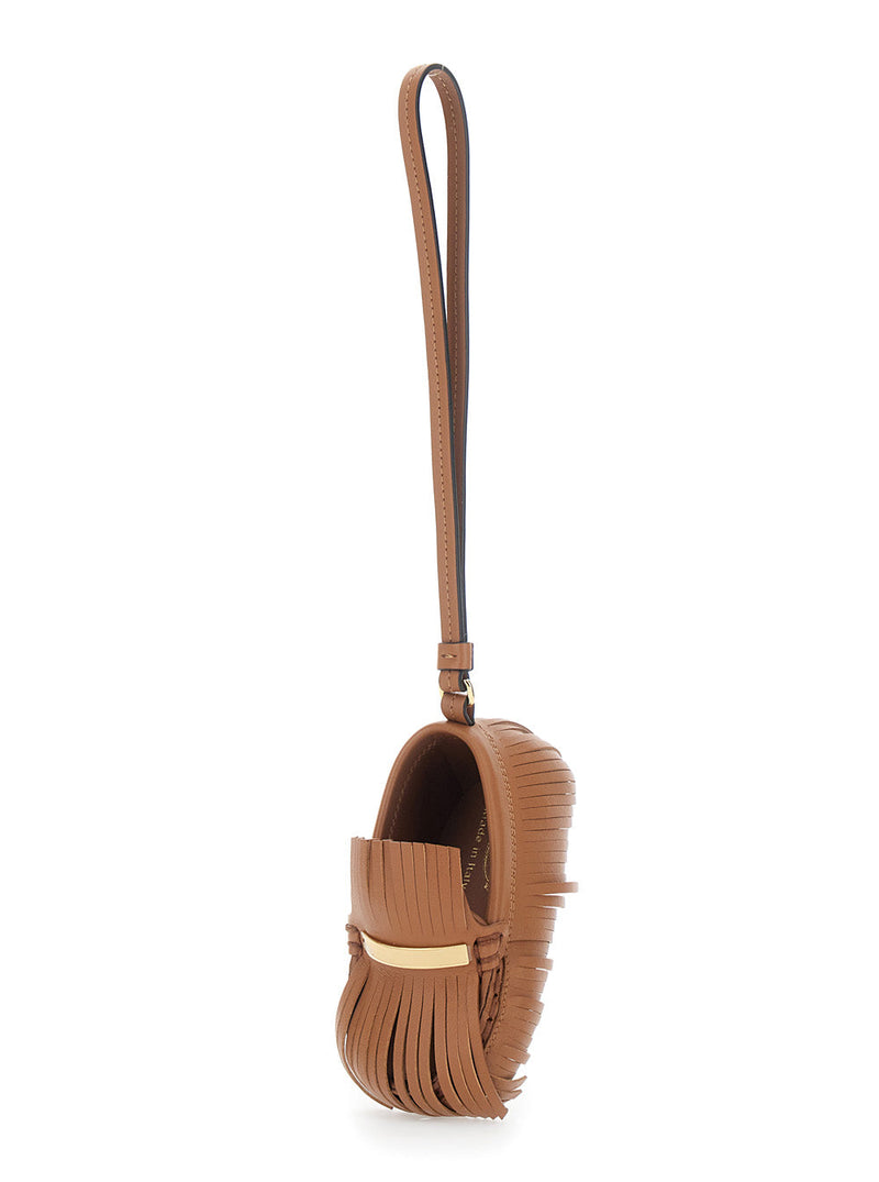 Tods Fringe Mini Bag — Brown Calf Leather