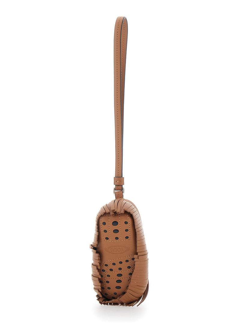 Tods Fringe Mini Bag — Brown Calf Leather