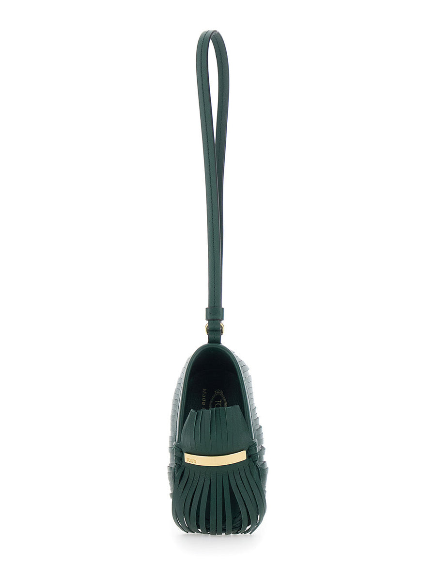 Tods Fringed Calf Leather Mini Bag — Green