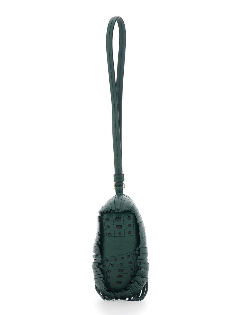 Tods Fringed Calf Leather Mini Bag — Green