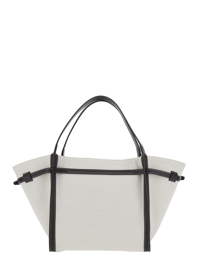 Tods Linen-Cotton Blend Tote Bag — White