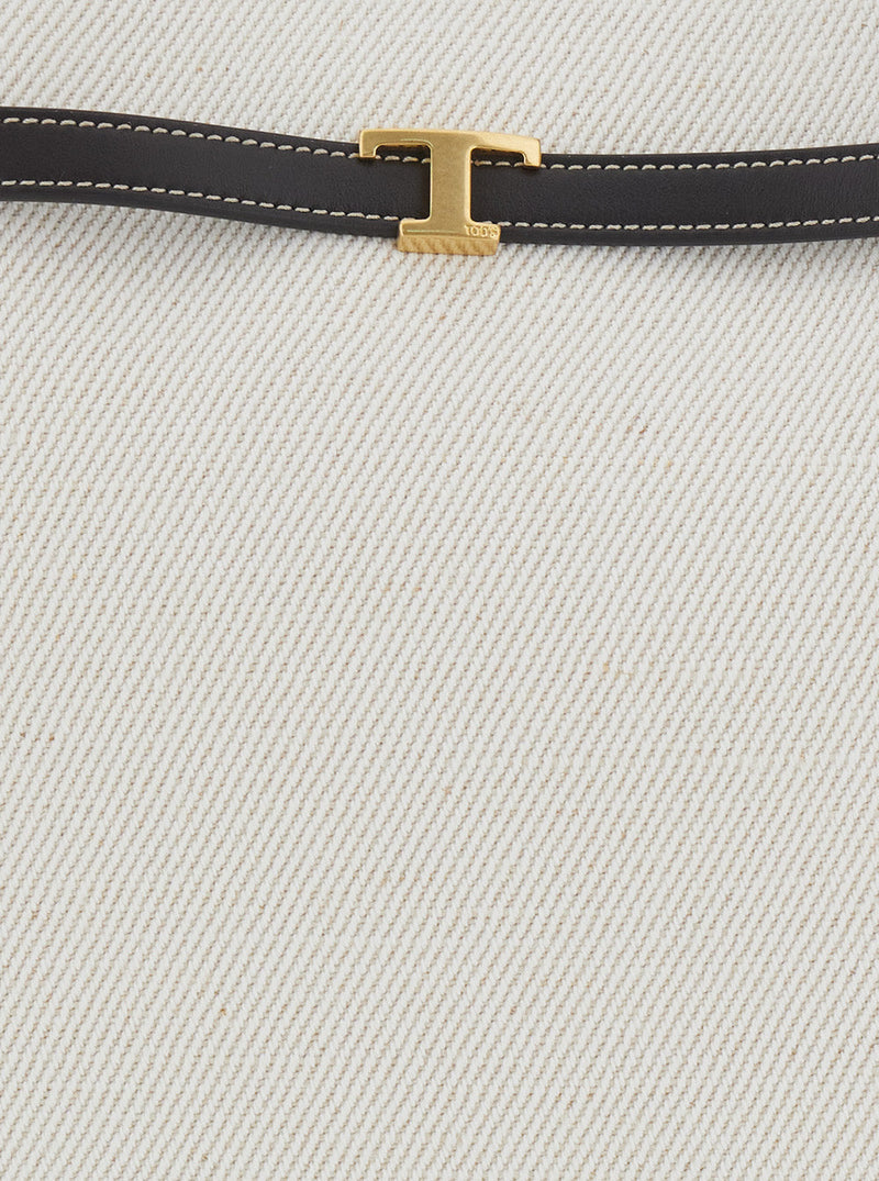 Tods Linen-Cotton Blend Tote Bag — White