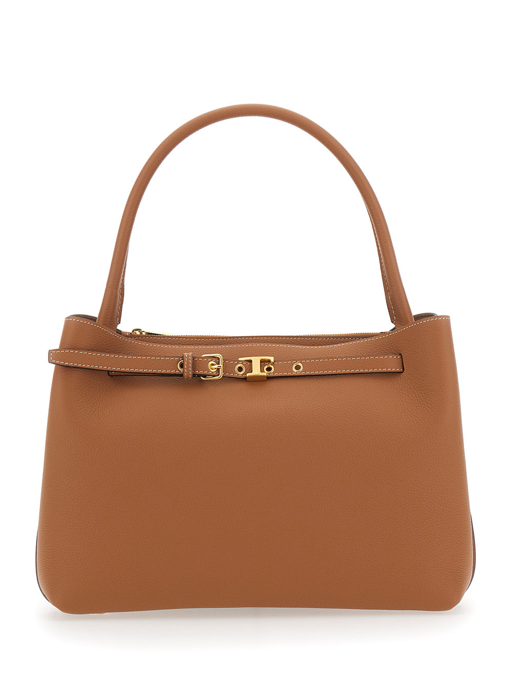 Tods Hammered Calfskin Shoulder Bag — Brown