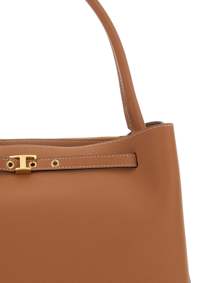 Tods Hammered Calfskin Shoulder Bag — Brown