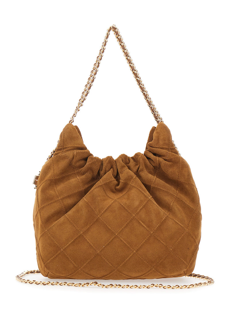 Tory Burch Quilted Suede Shoulder Bag — Brown Bovine