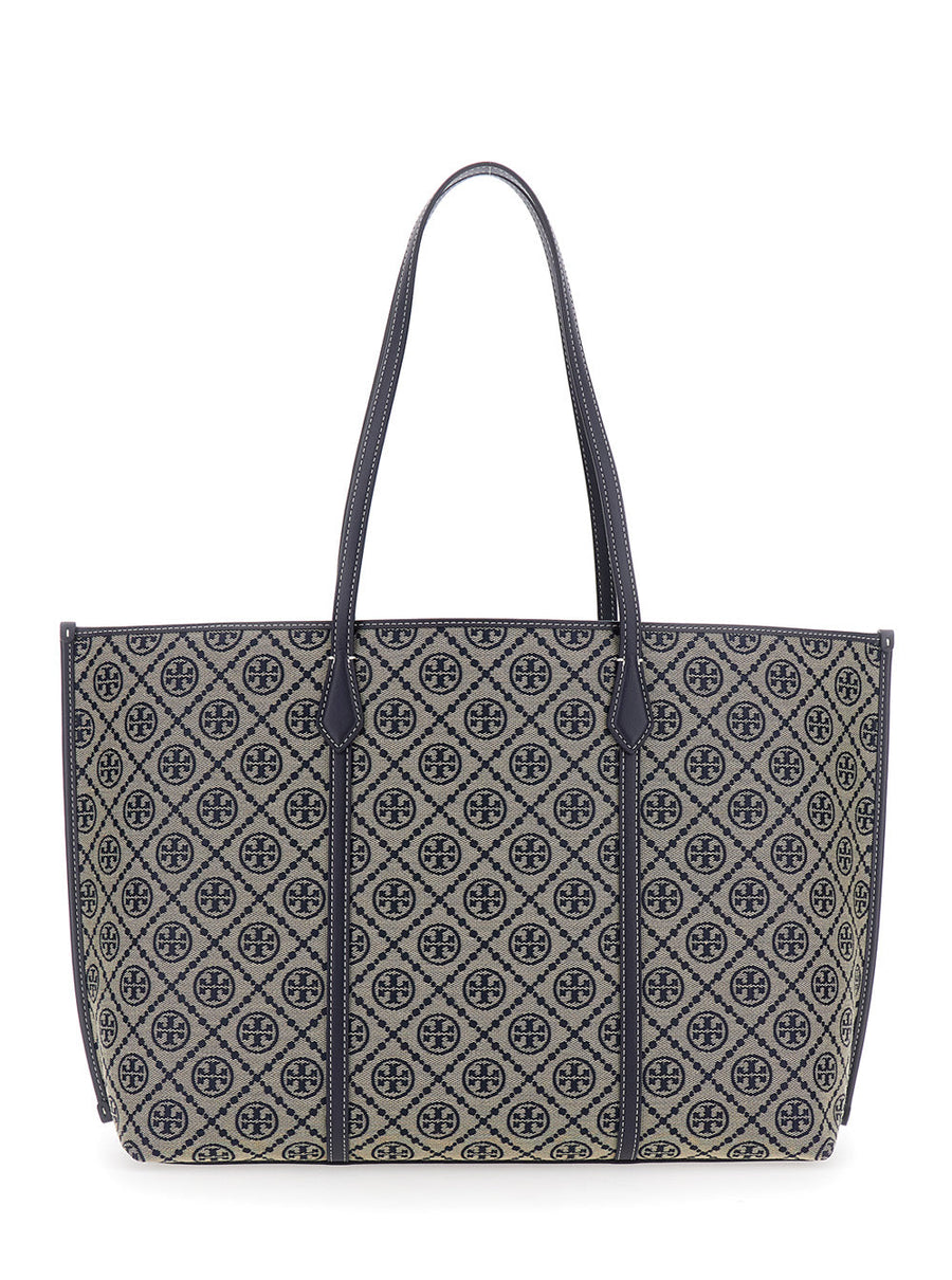 Tory Burch Perry T Tote Bag — Blue Cotton