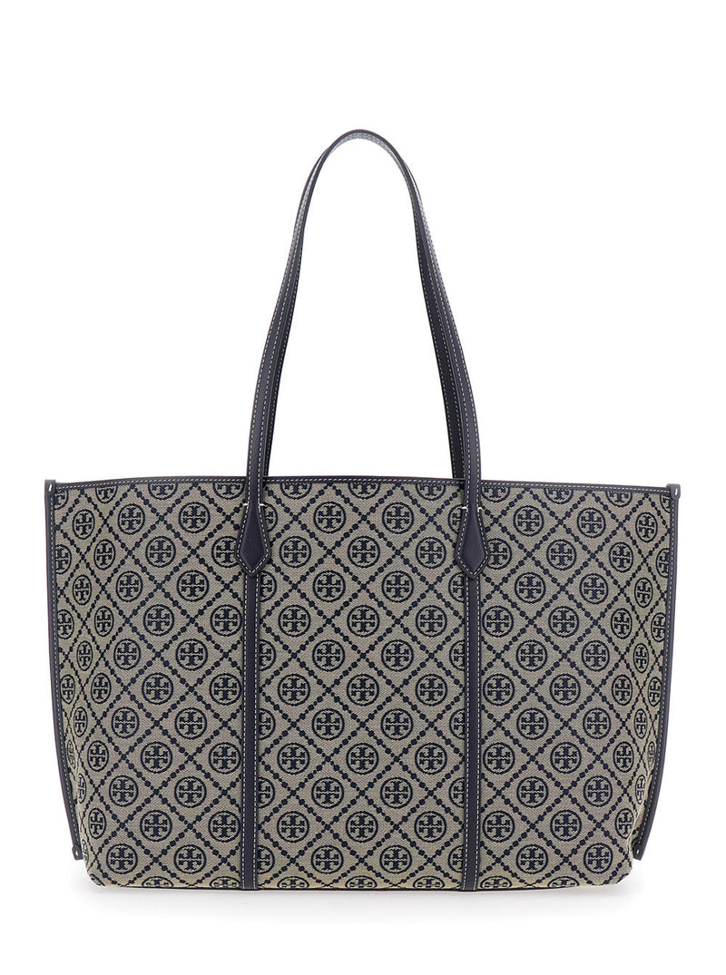 Tory Burch Perry T Tote Bag — Blue Cotton