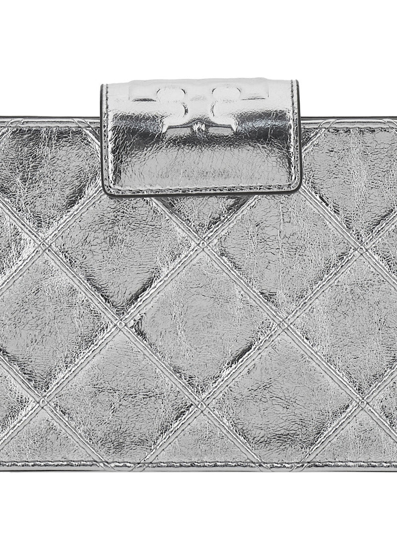 Tory Burch Fleming Mini Shoulder Bag — Silver Cowhide