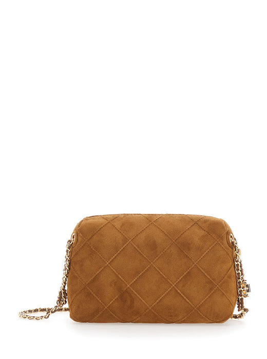 Tory Burch Fleming Shoulder Bag — Brown Bovine Suede