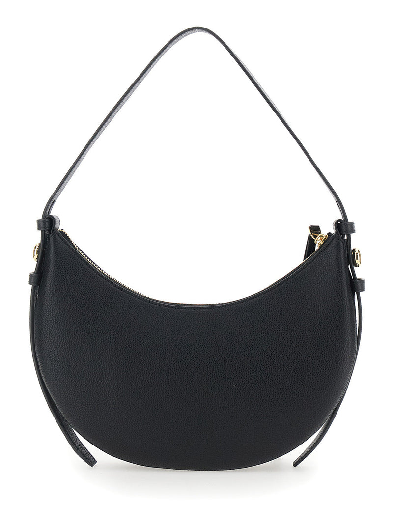 Tory Burch Romy Half Moon Shoulder Bag — Black Cowhide Leather