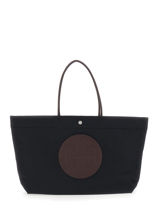 Tory Burch Ella Twist Tote Bag — Black Polyamide