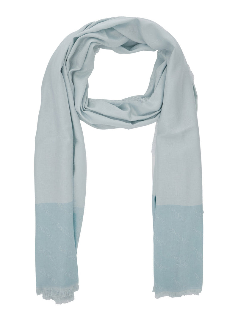 Twinset Fringed Polyester Scarf — Blue Scarfs