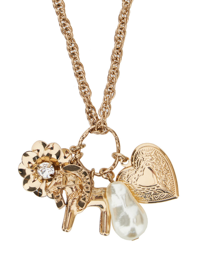 Twinset Charm Pendant Necklace — Gold Brass Necklaces