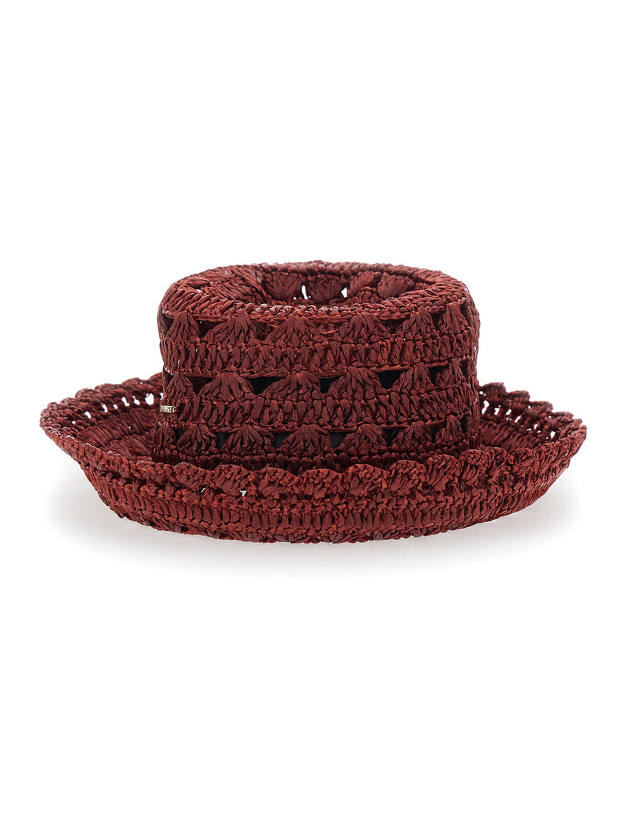 Twinset 261to5420 Crocheted Cotton Sun Hat — Brown