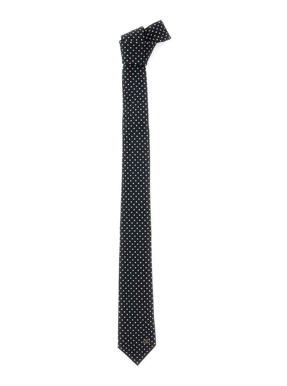 Valentino Garavani Silk Polka Dot Necktie — Black Neckties