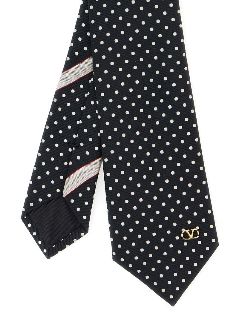 Valentino Garavani Silk Polka Dot Necktie — Black Neckties