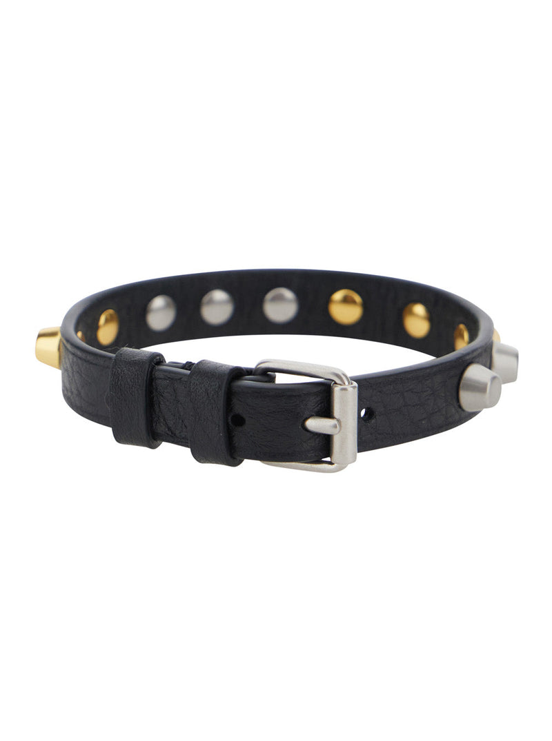 Valentino Garavani Studded Leather Bracelet — Black Bracelets