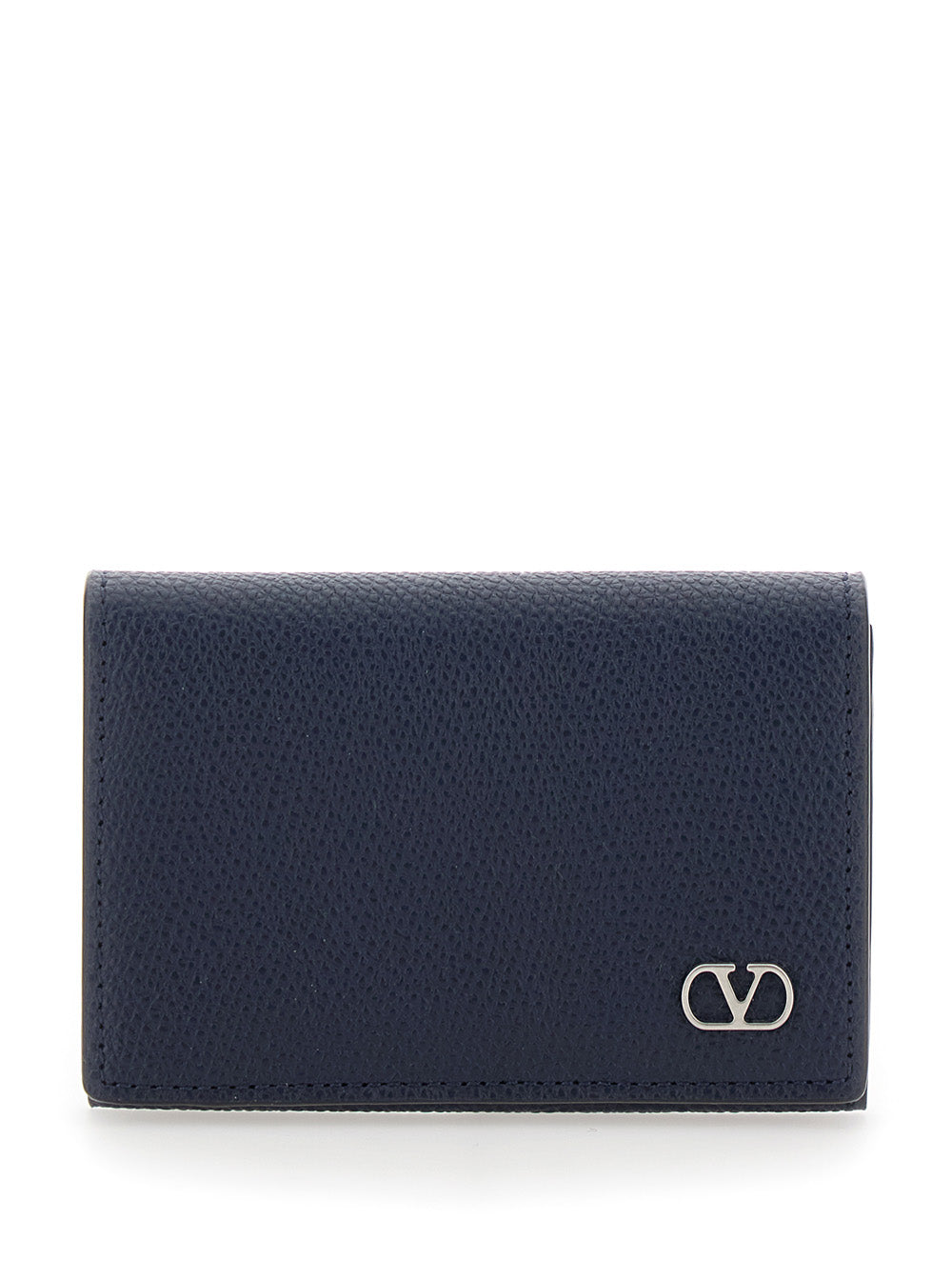 Valentino Garavani Grained Leather Vlogo Card Case — Black Cases